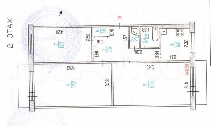 3-к. квартира, 61,7 м², 2/5 эт.
