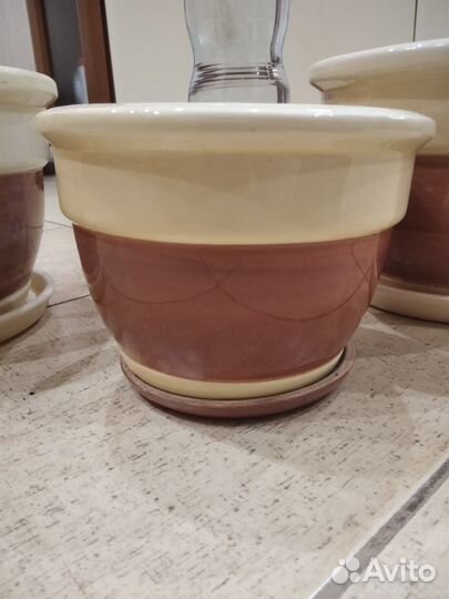 Горшки керамические для цветов б/у комплект 3 шт