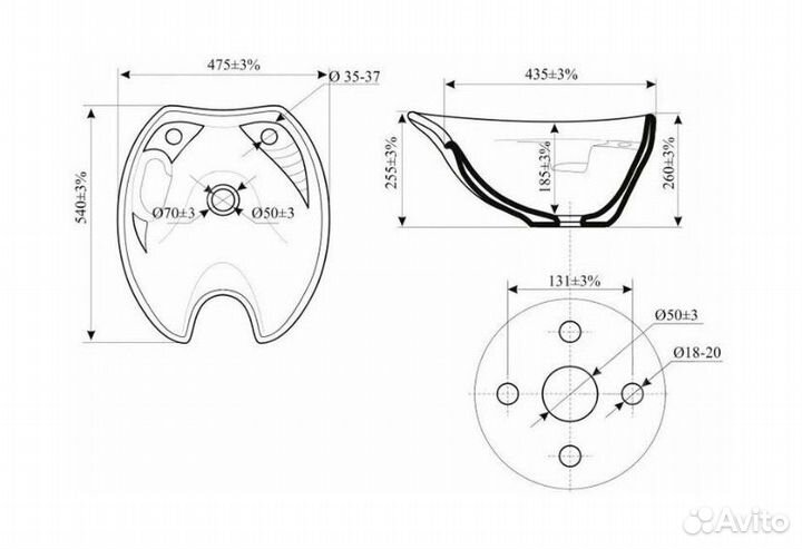 Средняя раковина для парикмахерской мойки