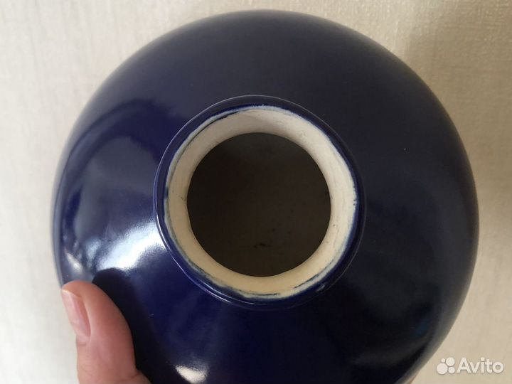 Ваза интерьерная керамика синяя