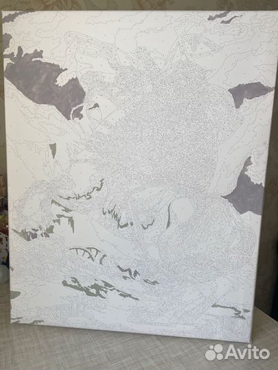 Картина по номерам «Кот на коне» (б/у) 40х50