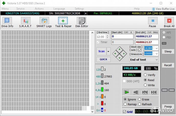 Твердотельный накопитель Kingston A400 240 гб SATA