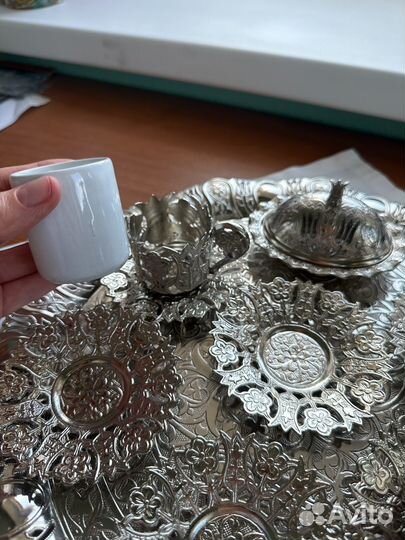 Кофейный турецкий набор сервиз медный Eraslan