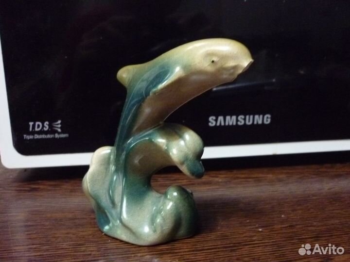 Фигурка Дельфин, СССР керамика, б/у, 10 см