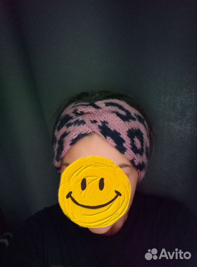 Повязка на голову вязаная спицами, для милых дам