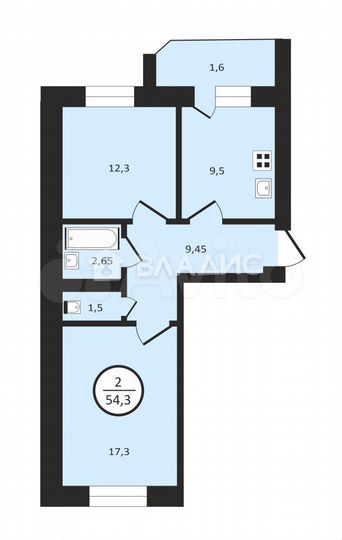 2-к. квартира, 55,6 м², 2/9 эт.