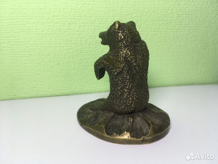 Старинная статуэтка Медведь, латунь/бронза