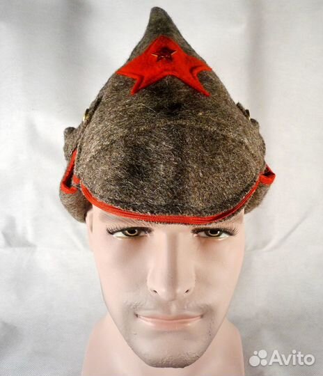 Серая/синяя суконная буденевка со звездой 58-60 р