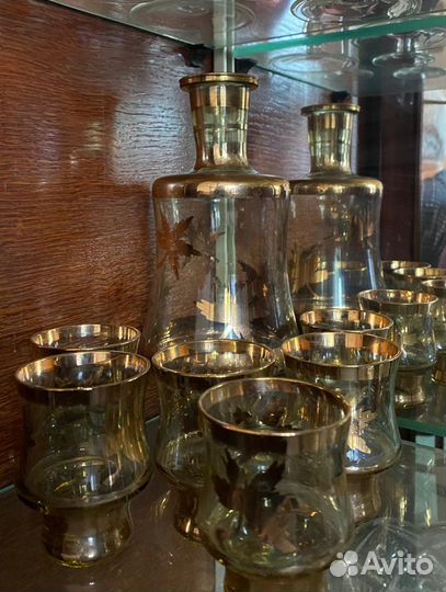 Штоф-графин с рюмками. Позолота. СССР