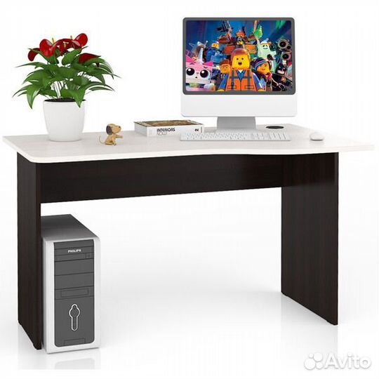 Стол письменный мд 1.04, цвет венге/дуб, универсал