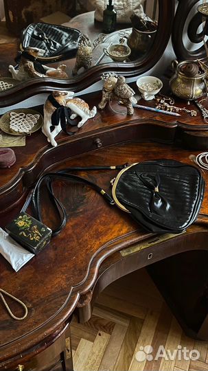 Сумка натуральная кожа винтаж черная