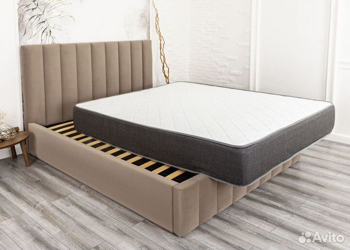 Кровать 140х200 с подъемным механизмом кофе