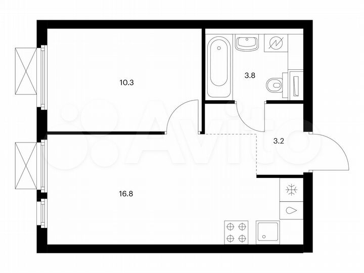 1-к. квартира, 34,1 м², 3/25 эт.