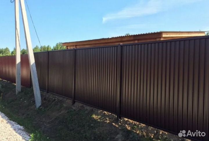 Забор из профнастила цена за метр быстро