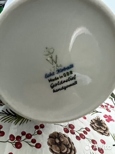 Ваза фарфор Wallendorf позолота гдр ретро винтаж