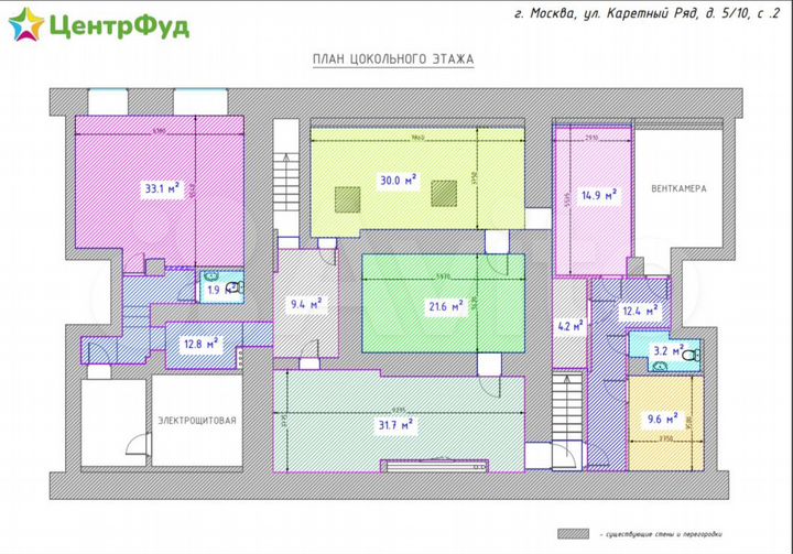 На садовом кольце 230 м² первая линия цоколь