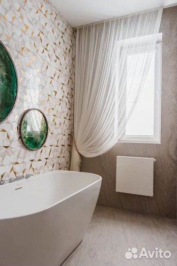 Штора из белой вуали 600х270