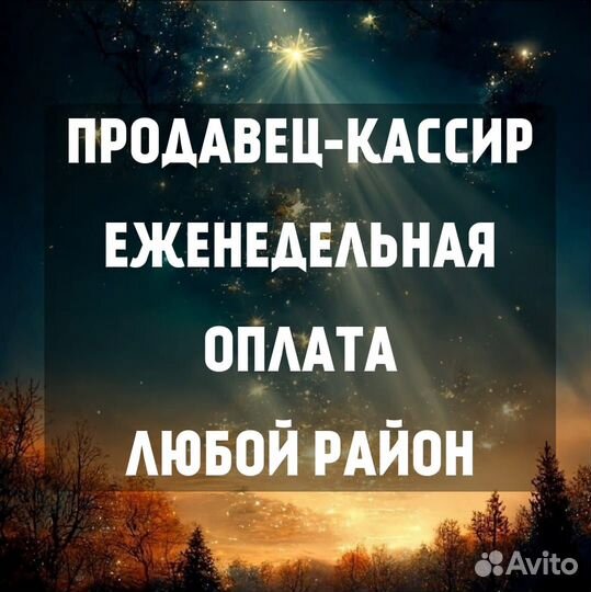 Продавец - кассир оплата каждую неделю