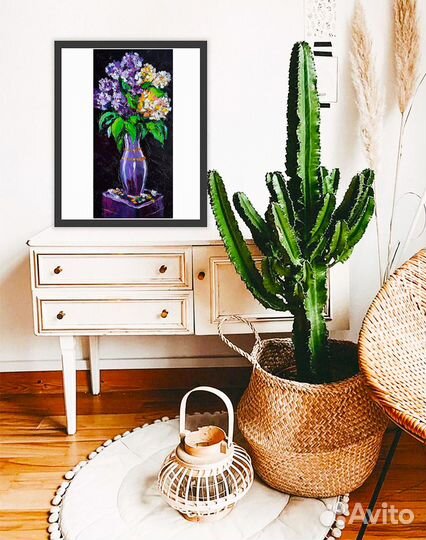 Картина маслом на холсте сирень букет цветов