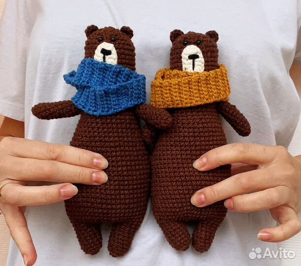 Мишки вязаная игрушка ручной работы амигуруми