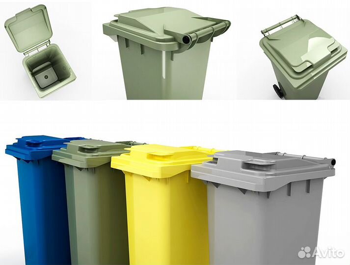Передвижной-мусорный контейнер 120 л серый
