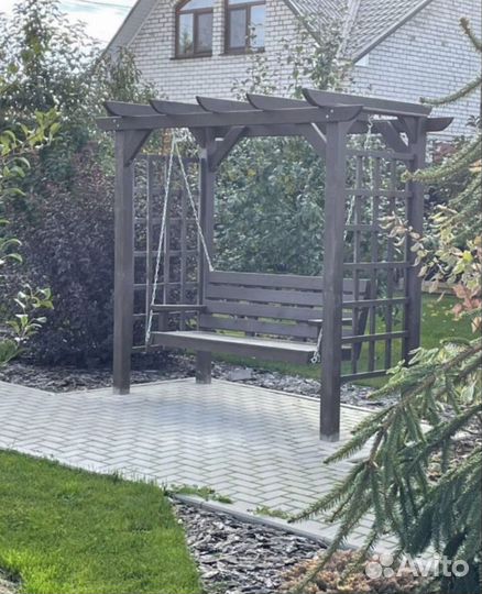 Качели садовые с перголой