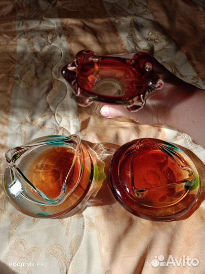 Пепельницы цветное стекло Чехословакия