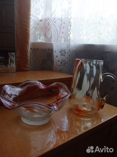 Ваза и кружка цветное стекло СССР