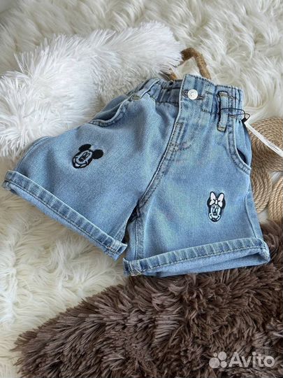 Джинсовые шорты с Минни маус zara 92-116 см