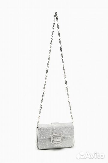 Серебряная сумка Zara со стразами