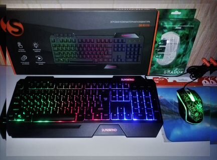Новый Набор Клавиатура Мышь Коврик SW-Led Gaming