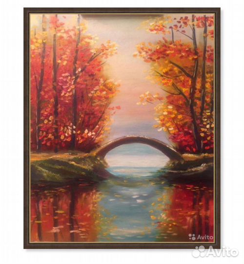 Картина маслом Яркая осень подарок учителю