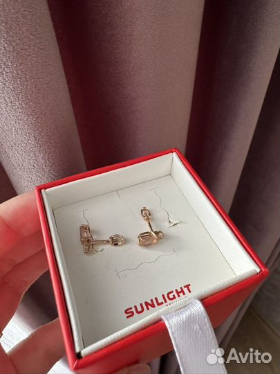 Золотые серьги 585 Sunlight с фианитами