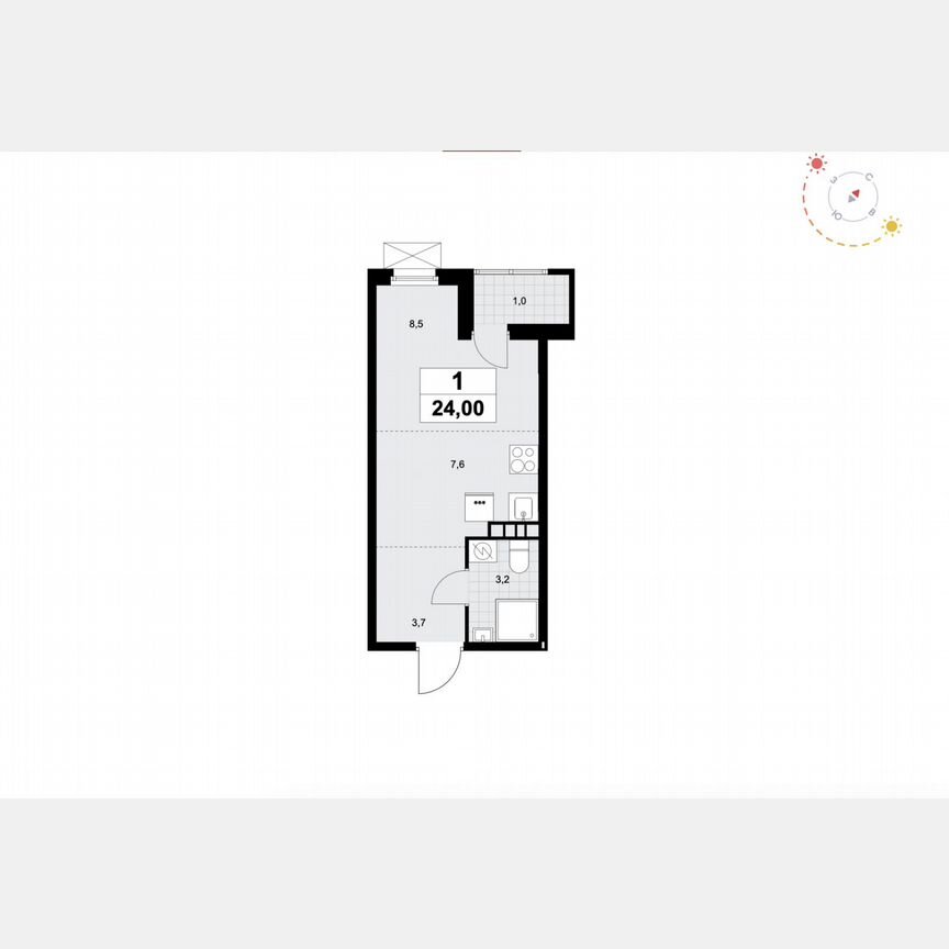 Квартира-студия, 24 м², 4/19 эт.