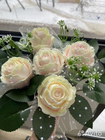 Букет роз из мыла