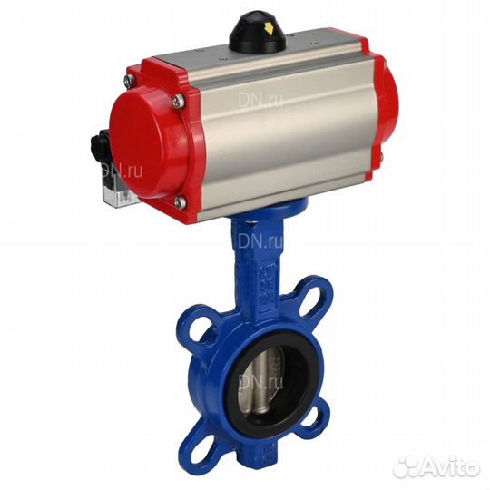 Затвор дисковый поворотный DN.ru GG25-316L-NBR Ду50 Ру16 с пневмоприводом DA-065 двойного действия и