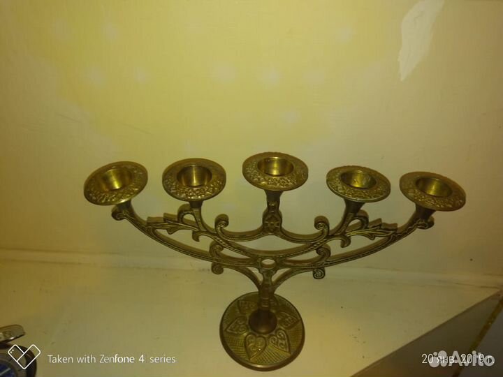 Подсвечник бронзовый 5 свечей Индия