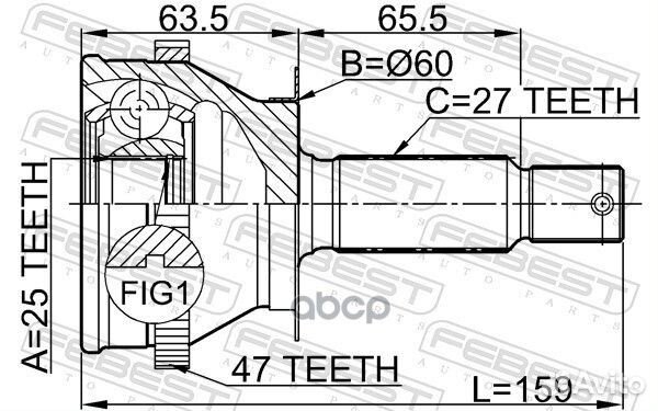 ШРУС наружный 25x60x27 (hyundai sonata (EF)