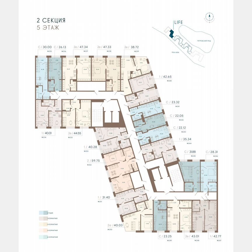 Апартаменты-студия, 22,1 м², 5/8 эт.