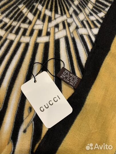 Платок шерстяной Gucci горчичный пушистый новый