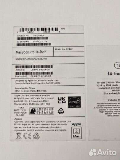 Apple MacBook Pro 14 M1 16/1Tb