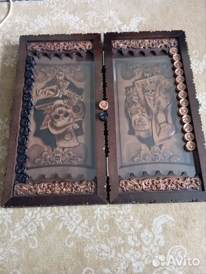 Нарды ручной работы со стеклом