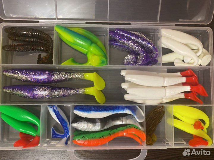 Набор силиконовых приманок виброхвост твистер 40шт