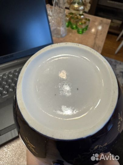 Сахарница лфз кобальт золотые цветы