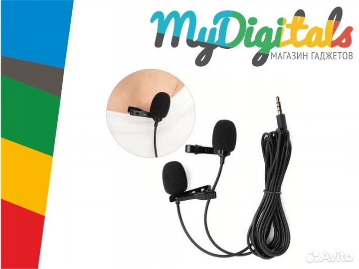 Микрофон петличный (петличка) двойной mini Jack