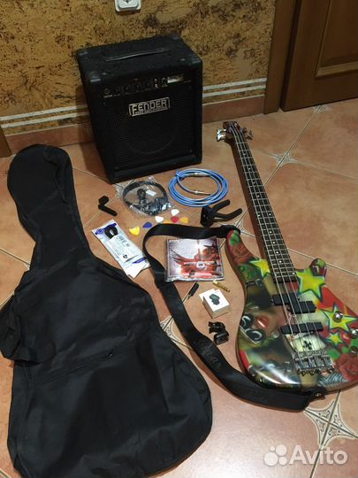 Бас-гитара Rockson комбо Fender 15Вт и весь компл