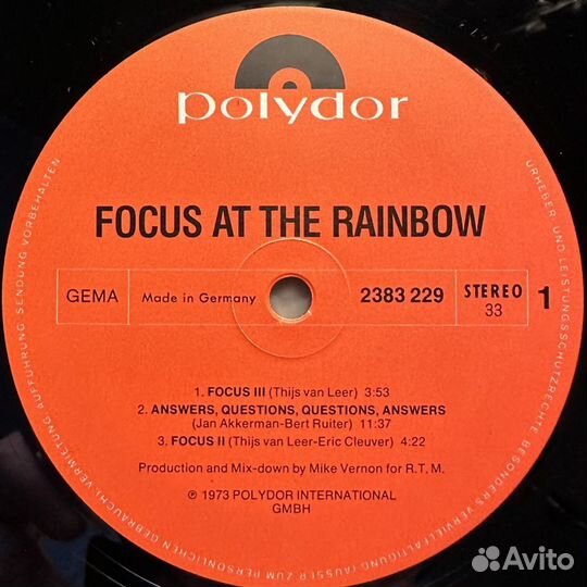 Focus – AT The Rainbow (Германия 1973г.)