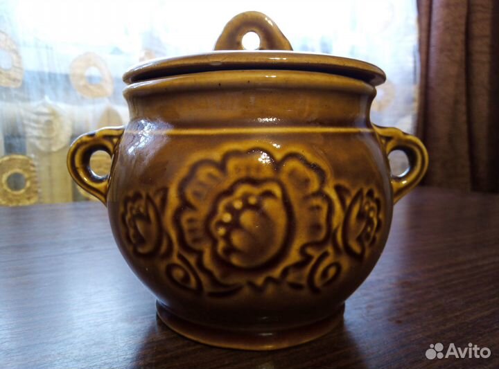 Горшочек для запекания СССР керамика с крышкой
