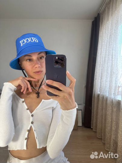 Панама Gucci новая хлопок синяя