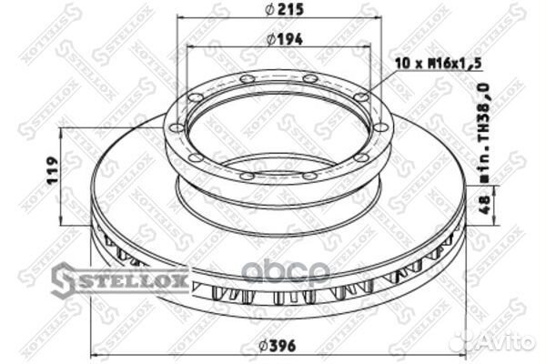 85-00750-SX диск тормозной 396/194x48/119 10n